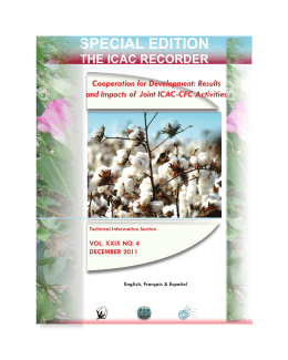 SPECIAL EDITION - ICAC. International Cotton Advisory Committee