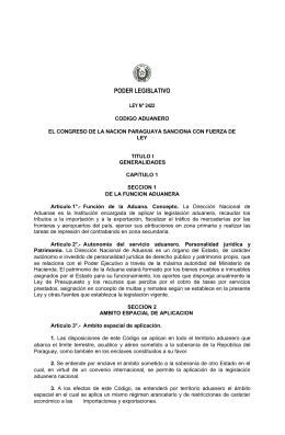ley nº 2422 codigo aduanero - Dirección Nacional de Aduanas