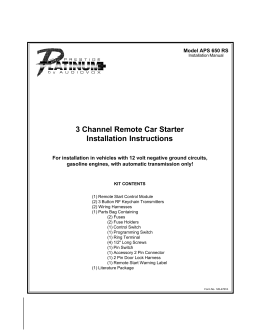 3 Channel Remote Car Starter Installation Instructions