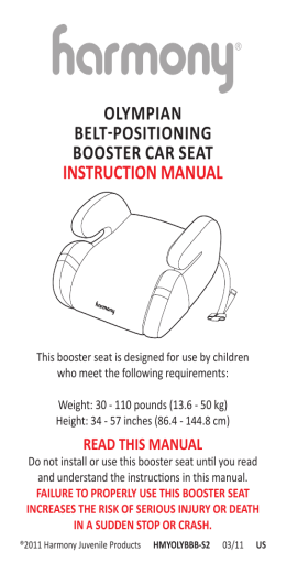 olympian belt-positioning booster car seat instruction manual