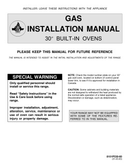 GAS INSTALLATION MANUAL - Canadian Appliance Source