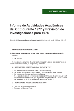 Informe de Actividades Académicas del CEE durante 1977 y