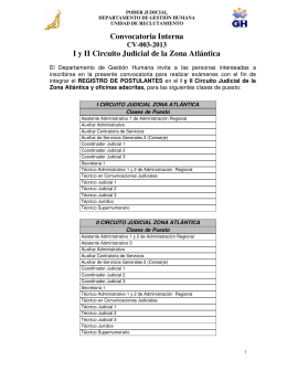 Convocatoria Interna I y II Circuito Judicial de la Zona Atlántica