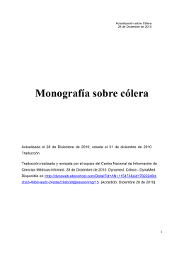 Monografía Actualizada sobre Cólera.