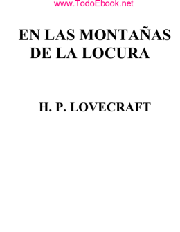 H.P. Lovecraft - En Las Montanas De La Locura