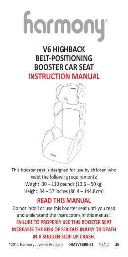 v6 highback belt-positioning booster car seat instruction manual