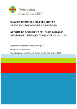 Informe Seguiment Grau Criminologia i Seguretat (2012