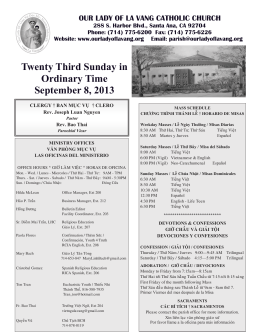 Twenty Third Sunday in Ordinary Time September 8, 2013
