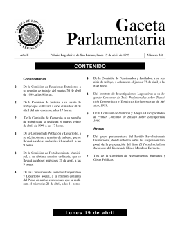 Convocatorias - Gaceta Parlamentaria, Cámara de Diputados