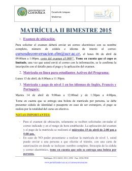 MATRÍCULA II BIMESTRE 2015