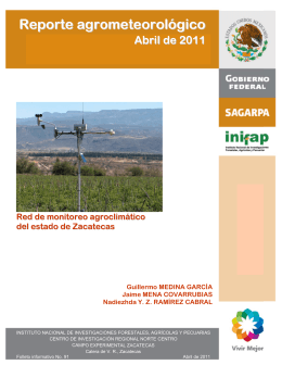 Abril - INIFAP Zacatecas - Instituto Nacional de Investigaciones