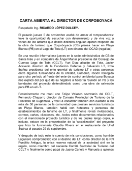 Carta Abierta a Corpoboyacá - Consejo de Cuenca Lago de Tota