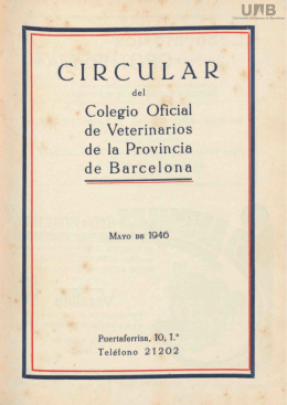 Circular del Colegio Oficial de Veterinarios de la Província de