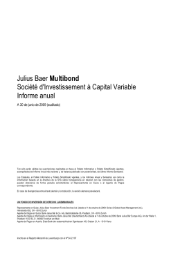 Julius Baer Multibond Société d`Investissement à Capital Variable