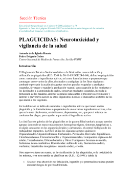 PLAGUICIDAS: Neurotoxicidad y vigilancia de la salud