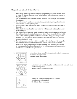 Chapter 1, Lesson 5 Activity Sheet Answers 1. Since matter is