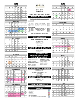 McAllen ISD 2015-2016 School Calendar