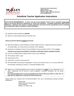 Substitute Teacher Application Instructions