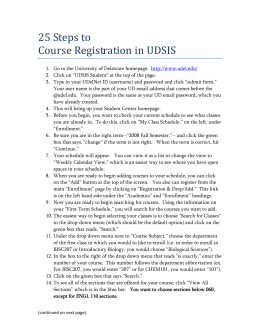 25 Steps to Course Registration in UDSIS