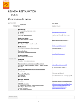 REUNION RESTAURATION UDSIS Commission de menu