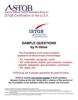 SAMPLE QUESTIONS by K-Value - Software Testing Certification