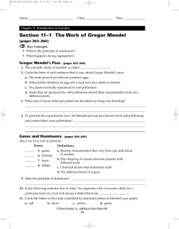 Section 11–1 The Work of Gregor Mendel