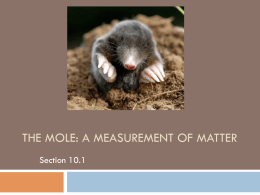 10.1 The Mole – A Measurement of matter Part 1