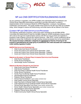 NP and CNS Certification Rulemaking Guide