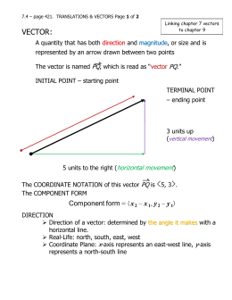 VECTOR – a quantity that has both direction and magnitude, or size