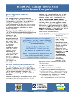 The National Response Framework and Animal Disease Emergencies