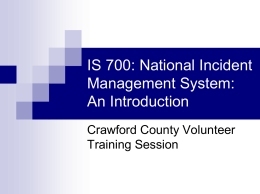 IS 700: National Incident Management System: An Introduction