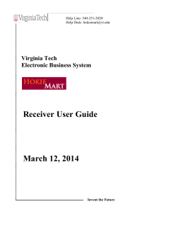 Receiver User Guide - Purchasing Department | Virginia Tech