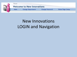 LOGIN and NAVIGATING New Innovations
