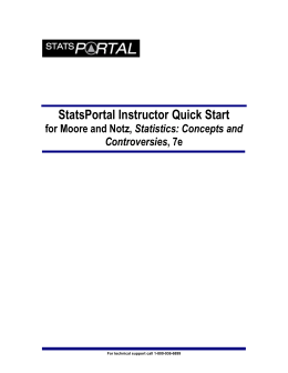 StatsPortal Instructor Quick Start - BFW Integrated Learning Solutions