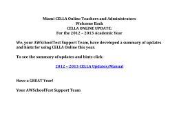 2012 - 2013 CELLA Online Updates/Manual