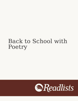 Back to School with Poetry