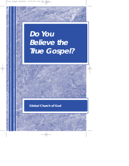 Do You Believe the True Gospel? - Friends of the Sabbath Australia