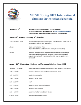 Spring 2017 Orientation Schedule
