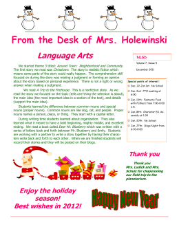From the Desk of Mrs. Holewinski