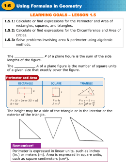 1-5 Using Formulas in Geometry