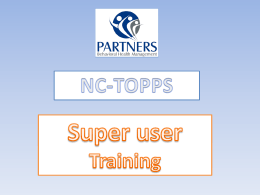 NC-TOPPS Superuser Training Manual