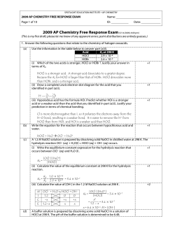 2009 AP Chemistry Free Response Exam