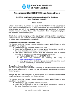 Announcement for BCBSNC Group Administrators