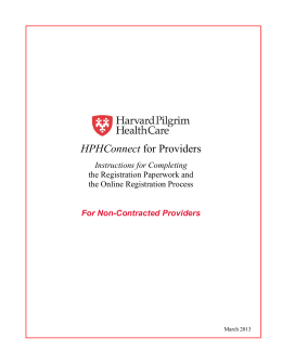 HPHConnect for Providers - Harvard Pilgrim Health Care