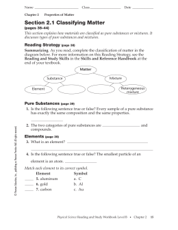 Section 2.1 Classifying Matter