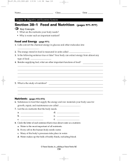 Section 38–1 Food and Nutrition (pages 971–977)