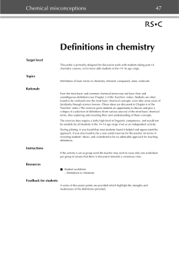 Definitions in chemistry