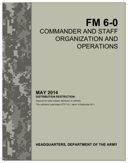 FM 6-0, Commander and Staff Organization and Operations