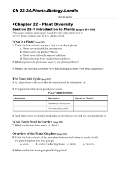 Ch 22-24.Plants.Biology.Landis Chapter 22 - Plant