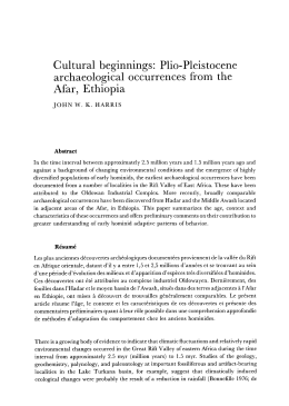Cultural beginnings: Plio-Pleistocene archaeological occurrences
